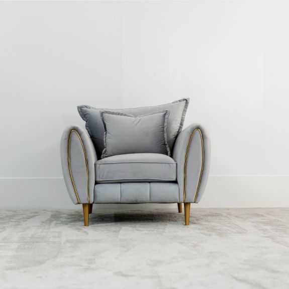 Laura Sofa Range Modern Fabric Armchair Wide Choice Fabric , Colour, Trim & Feet