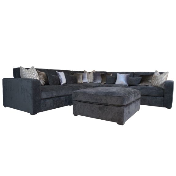 Coco Luxury Modular Fabric Sofa Range Deep Seatpad 2 Corner 2 + Footstool Section Wide Choice Colour & Fabric